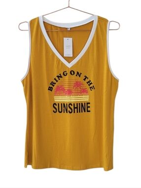New Trend Bring On The Sunshine V-Neck Sleeveless Tank Size XL